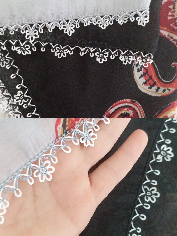 Dantel Detaylı Mavi Kadın Fular - Görsel 2