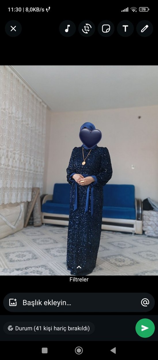 ful pullu boncuklu tesettur abiye - Görsel 2