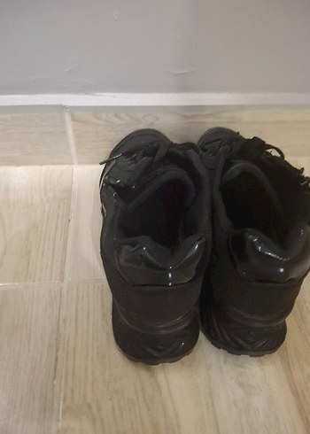 36 Beden Siyah Bağcıklı Goth Tarzı Stiletto Topuklu Spor Ayakkabı
