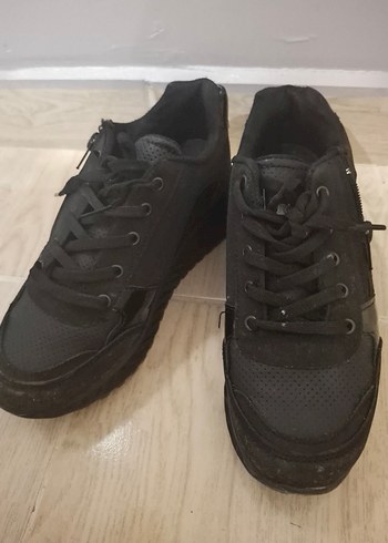 36 Beden siyah Renk Siyah Bağcıklı Goth Tarzı Stiletto Topuklu Spor Ayakkabı