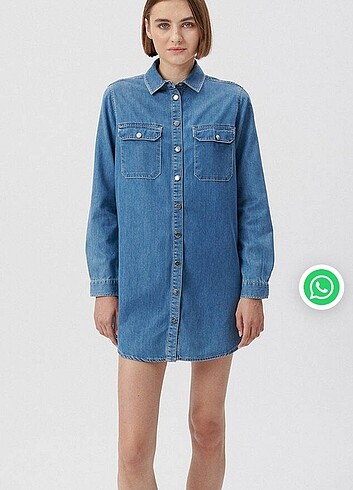 Kot gömlek elbise - Görsel 3