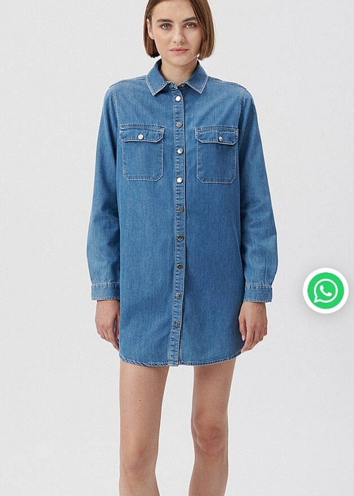 Kot gömlek elbise - Görsel 3