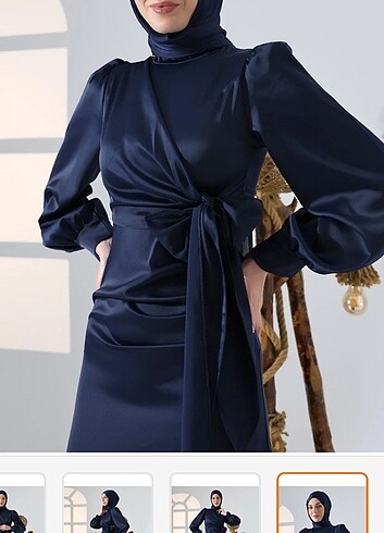 Yandan bağlamalı saten abiye(satılık) - Görsel 2