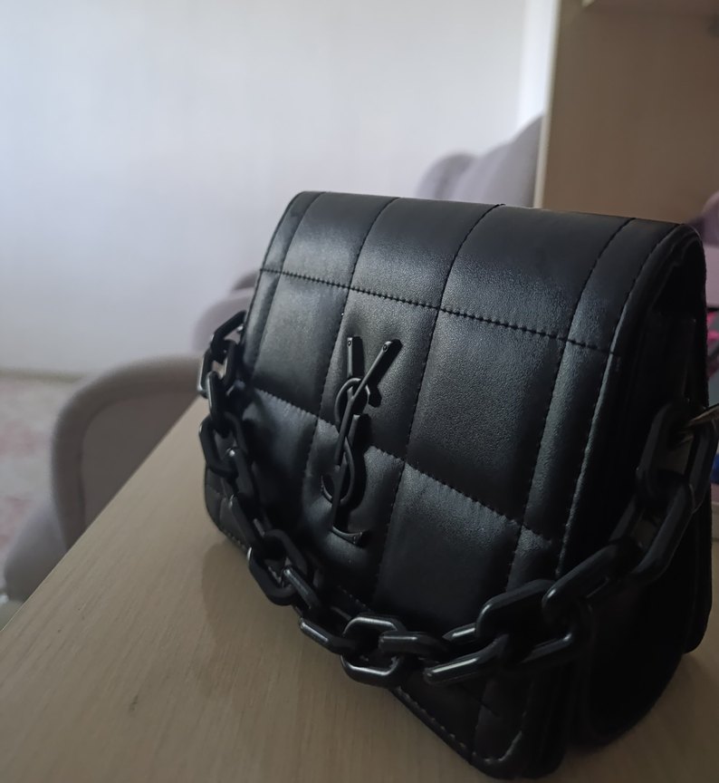 Zincir Detaylı Siyah Deri Kadın Çanta - Görsel 2