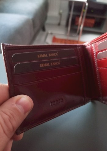 Koyu Kırmızı Erkek Cüzdanı Kemal Tanca sıfır deri  - Görsel 3