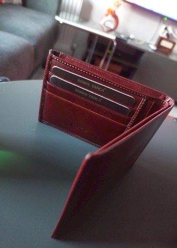 Koyu Kırmızı Erkek Cüzdanı Kemal Tanca sıfır deri  - Görsel 5