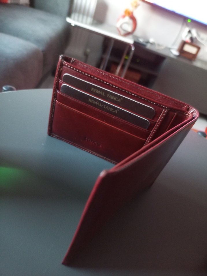 Koyu Kırmızı Erkek Cüzdanı Kemal Tanca sıfır deri  - Görsel 5