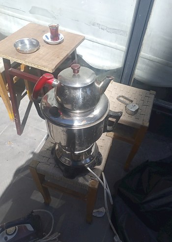 Beden Gri Çelik Semaver Çaydanlık Seti