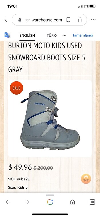 BURTON erkek çocuk snowboard ayakkabısı 35 numara