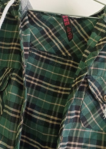 Düğmeli Yeşil Kareli Kadın Gömlek - Görsel 2