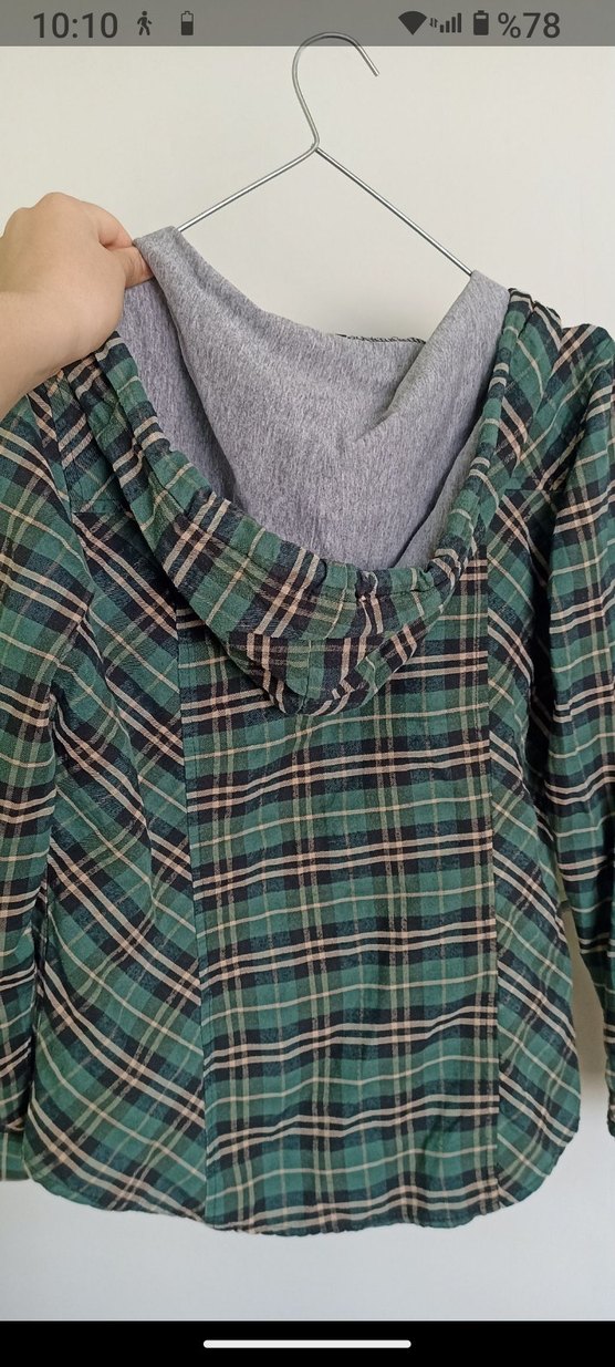 Düğmeli Yeşil Kareli Kadın Gömlek - Görsel 3