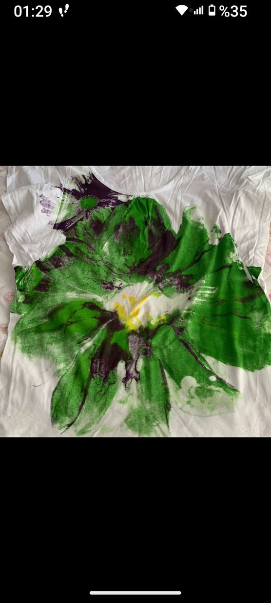 Yeşil Baskılı Penye Kadın Tişört - Görsel 3