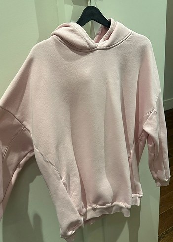l Beden Pembe Baskılı Oversize Sweatshirt