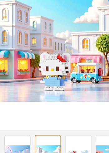 Beyaz Pastel Lego Hello Kitty Figürü