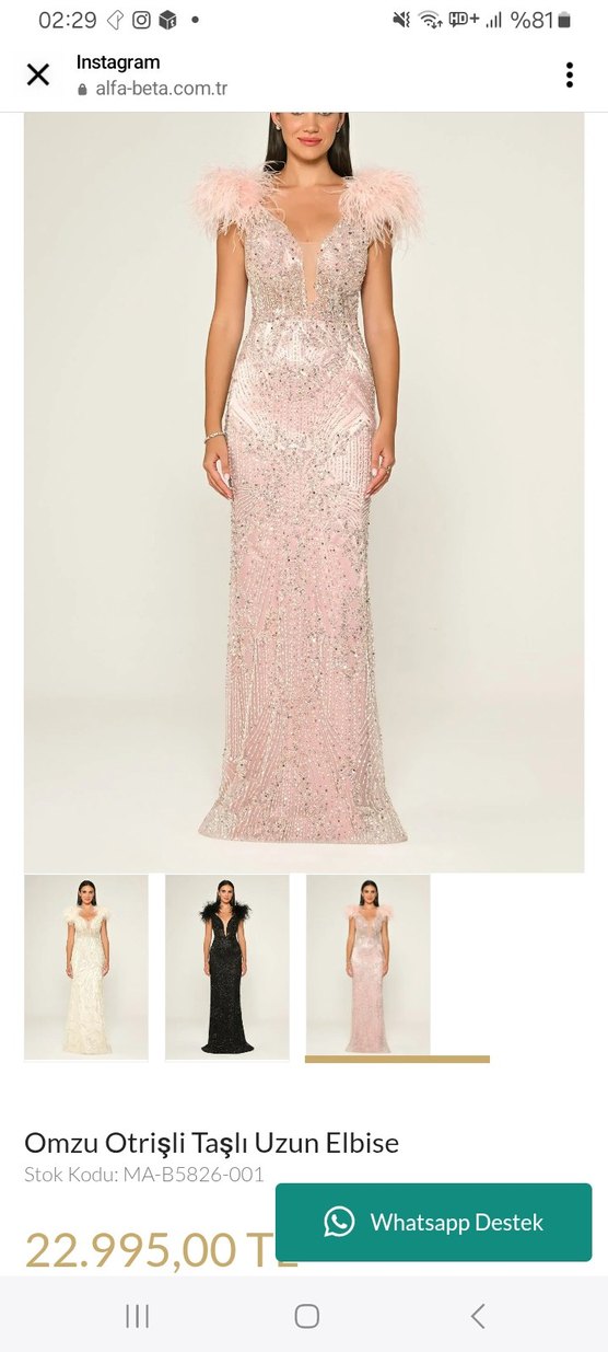 Boncuk İşlemeli Mavi Uzun Abiye Elbise alfabeta - Görsel 3