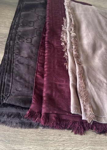 Bordo - acıkahve- sütlükahve Kadın Bohem Tarzı Şal - Görsel 2