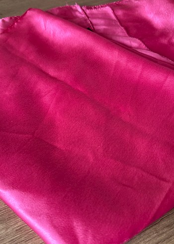 Pembe Parlak İpek Kadın Fular - Görsel 2