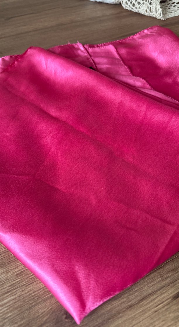 Pembe Parlak İpek Kadın Fular - Görsel 2