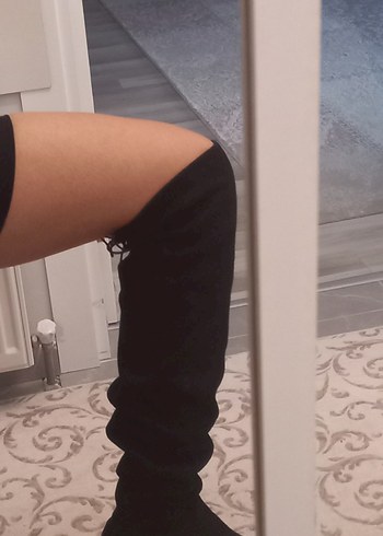 Diğer Siyah Süet Dizüstü Stiletto Çizme