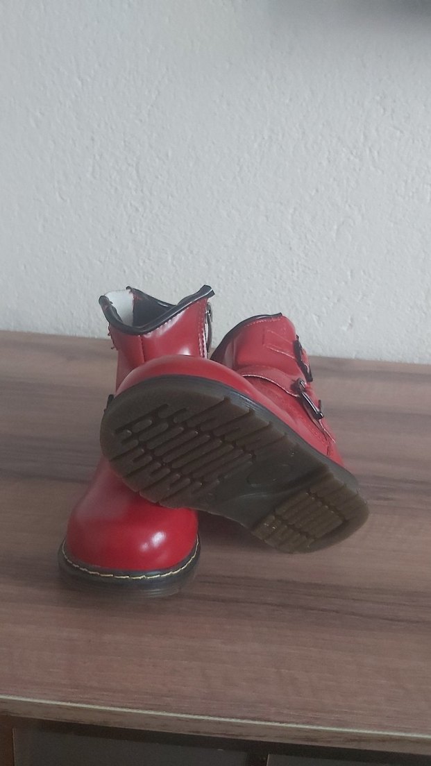 Kız Çocuk Kırmızı Deri Tokalı Bot - Görsel 3