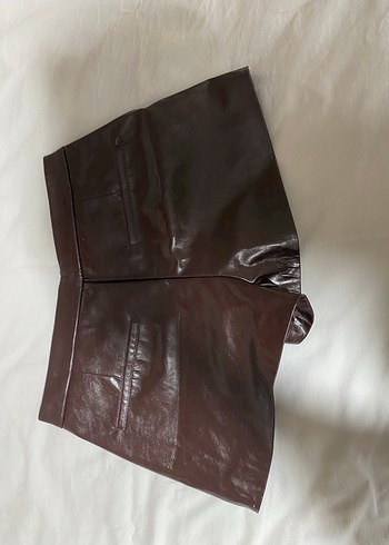 Kadın  Deri Mini Şort - Görsel 4