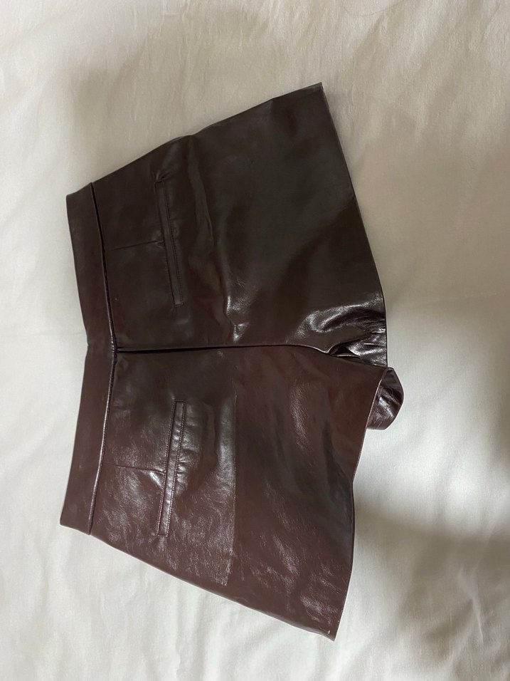 Kadın  Deri Mini Şort - Görsel 4