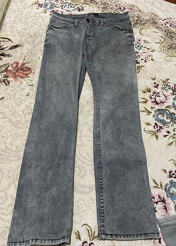 Denim&Co Gri Yikamali Yuksek Bel Denim Jean