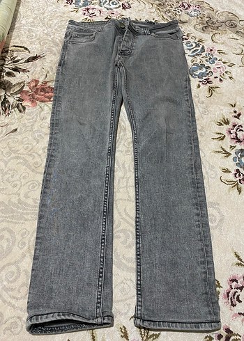 Denim&Co Koyu Gri Yikamali Denim Jean