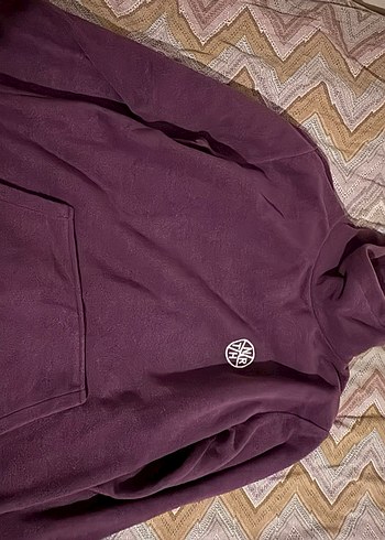 Bordo Kapüşonlu Düğmeli erkek Sweatshirt