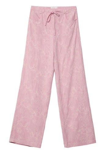 Stradivarius Nakışlı Pembe pantolon
