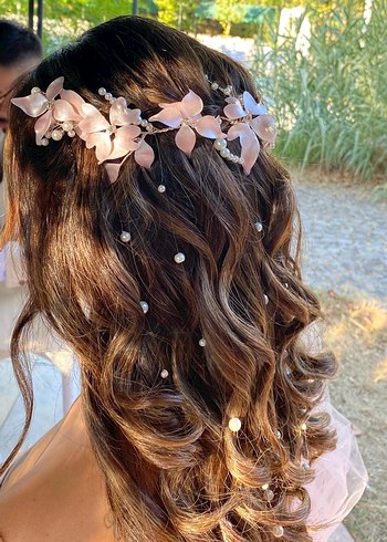 Pudra Pembe Gelin Saç Aksesuarı - Görsel 2