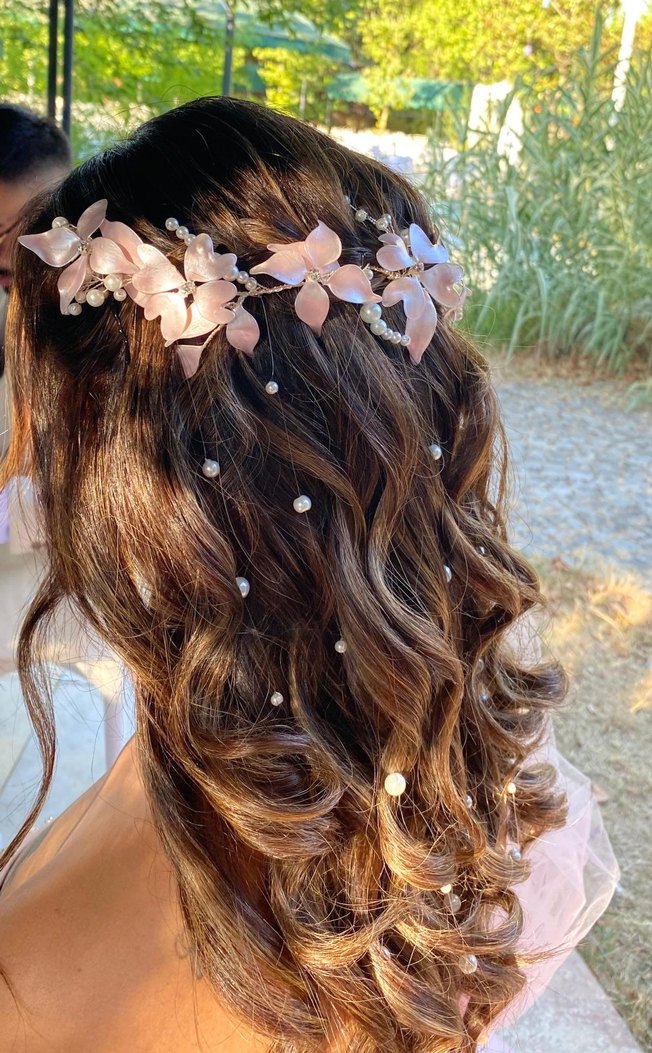 Pudra Pembe Gelin Saç Aksesuarı - Görsel 2