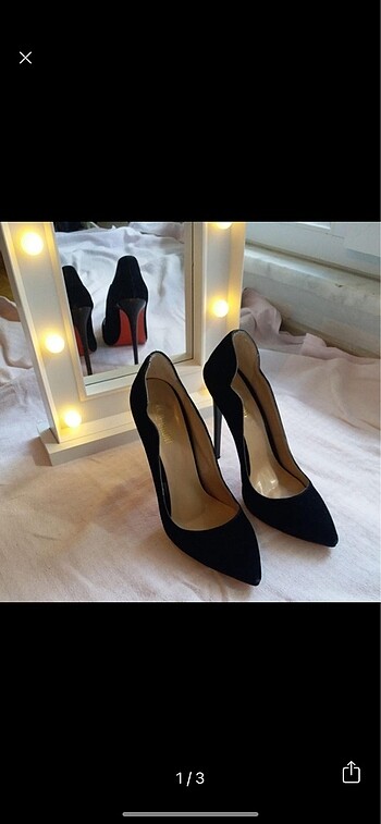 stiletto siyah süet topuklu ayakkabı