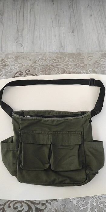 Kargo cep iç hacmi geniş haki Postacı Çanta unisex