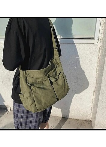  Beden yeşil Renk Kargo cep iç hacmi geniş haki Postacı Çanta unisex