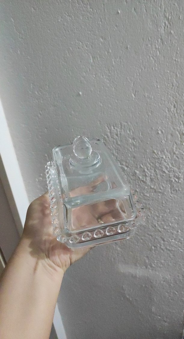 Şeffaf Cam Kapaklı Küçük margarin tereyağı kabı - Görsel 2