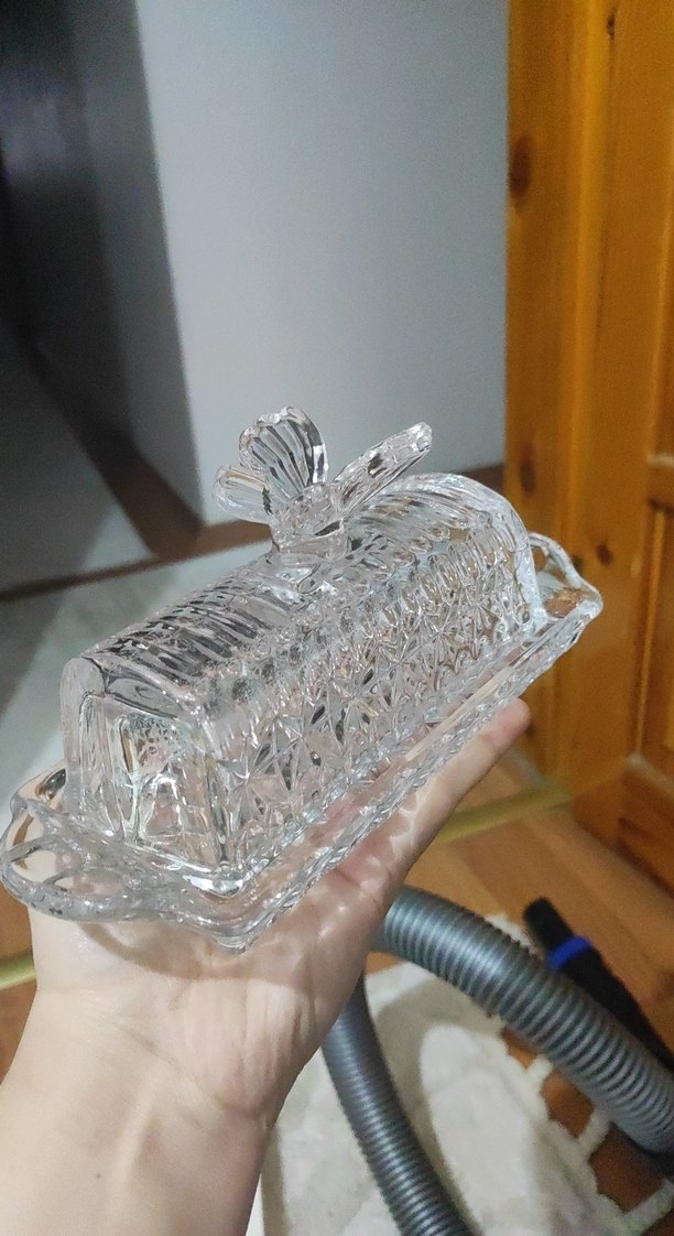 Vintage Şeffaf Cam Tereyağı Kabı - Görsel 3