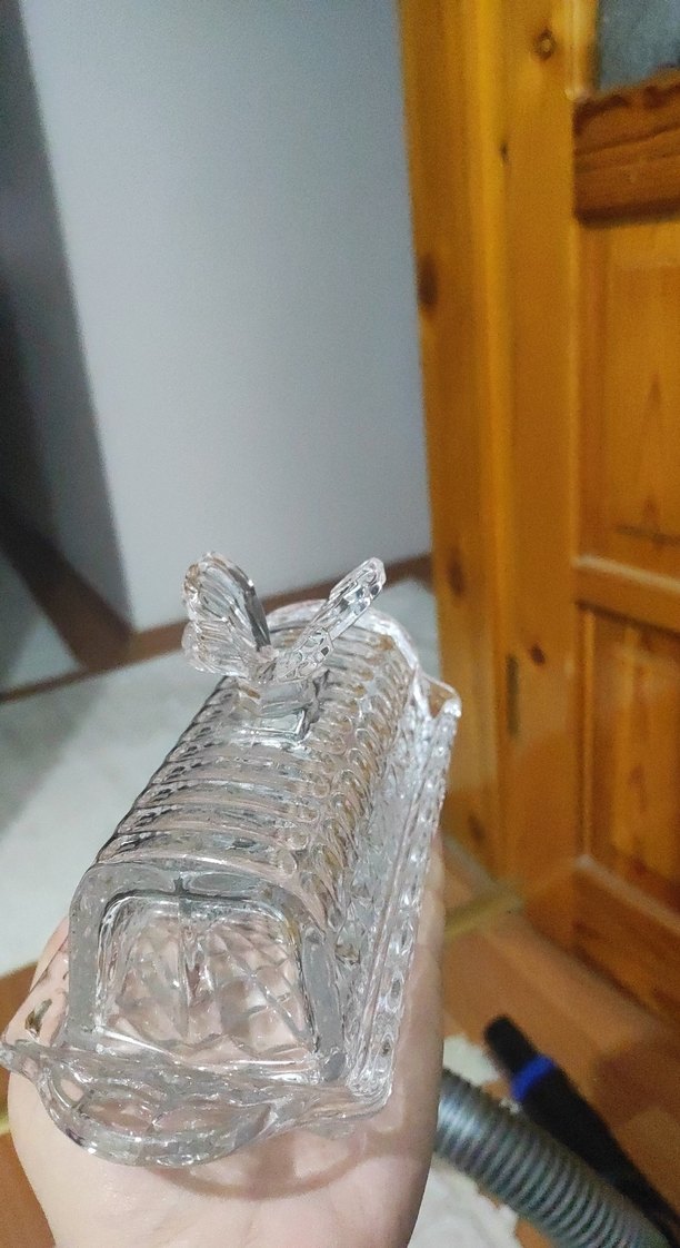 Vintage Şeffaf Cam Tereyağı Kabı - Görsel 2