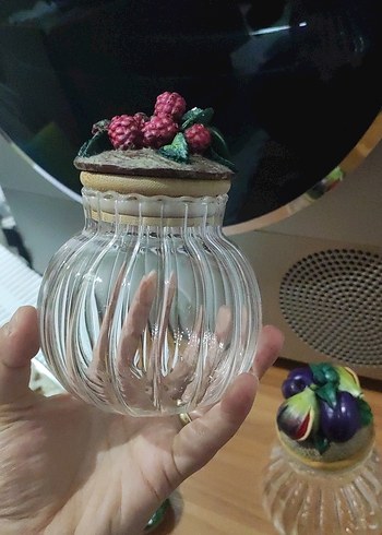 Bordo Meyve Detaylı Küçük Cam Vazo - Görsel 4