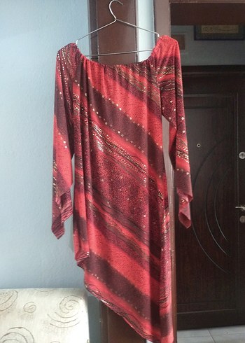 Bordo Dökümlü Uzun Kollu Tunik - Görsel 2