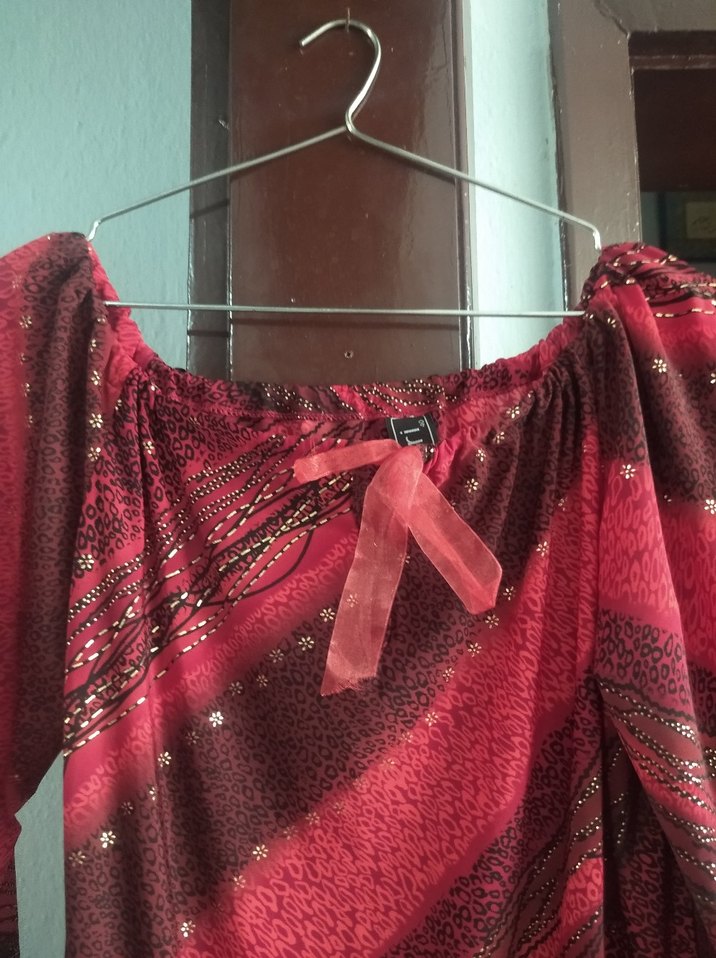 Bordo Dökümlü Uzun Kollu Tunik - Görsel 3