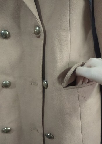 Bej Kadın Midi Süet Kaban - Görsel 5