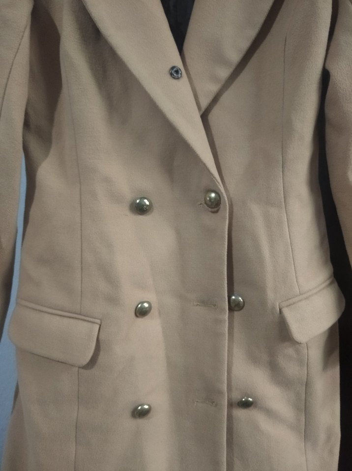 Bej Kadın Midi Süet Kaban - Görsel 3