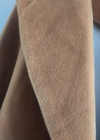 Bej Süet Düğmeli Kadın Uzun Kaban - Görsel 13