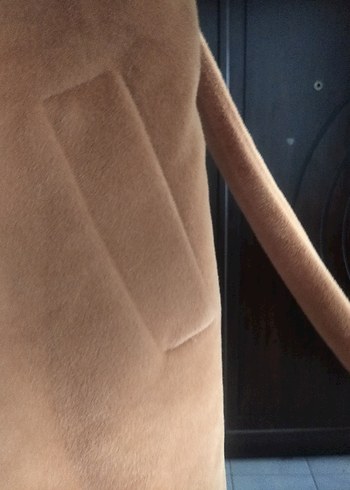 Bej Süet Düğmeli Kadın Uzun Kaban - Görsel 10