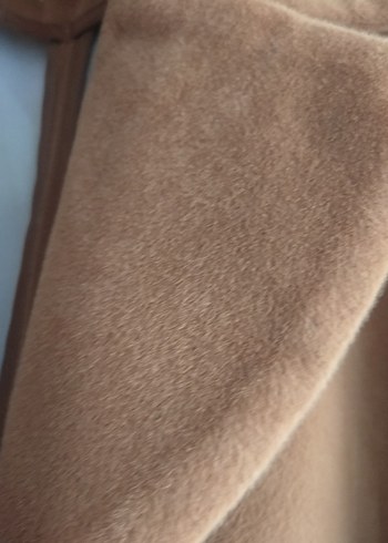 Bej Süet Düğmeli Kadın Uzun Kaban - Görsel 12