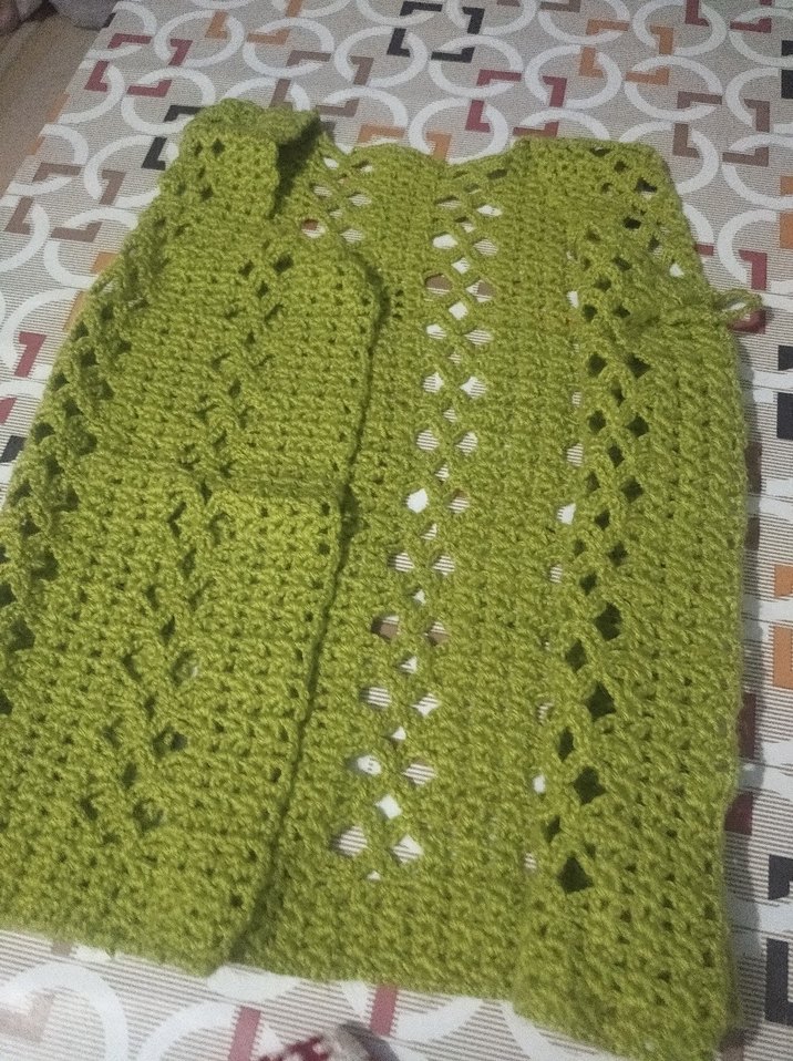 Yeşil Triko Bohem Kolsuz el örgüsü yelek - Görsel 4