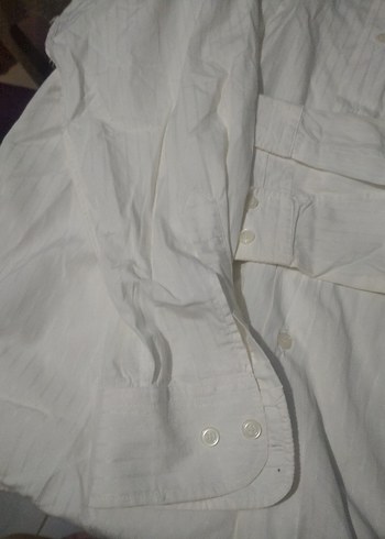Beyaz Keten Erkek uzun Kollu Gömlek - Görsel 9
