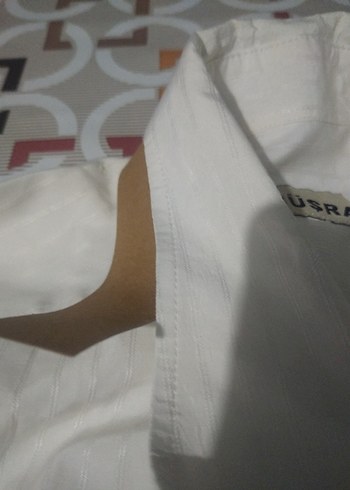 Beyaz Keten Erkek uzun Kollu Gömlek - Görsel 3