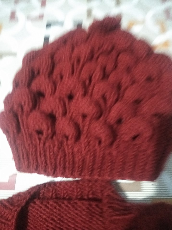 Kız Çocuk Bordo Bohem Örgü Hırka ve Bere - Görsel 5